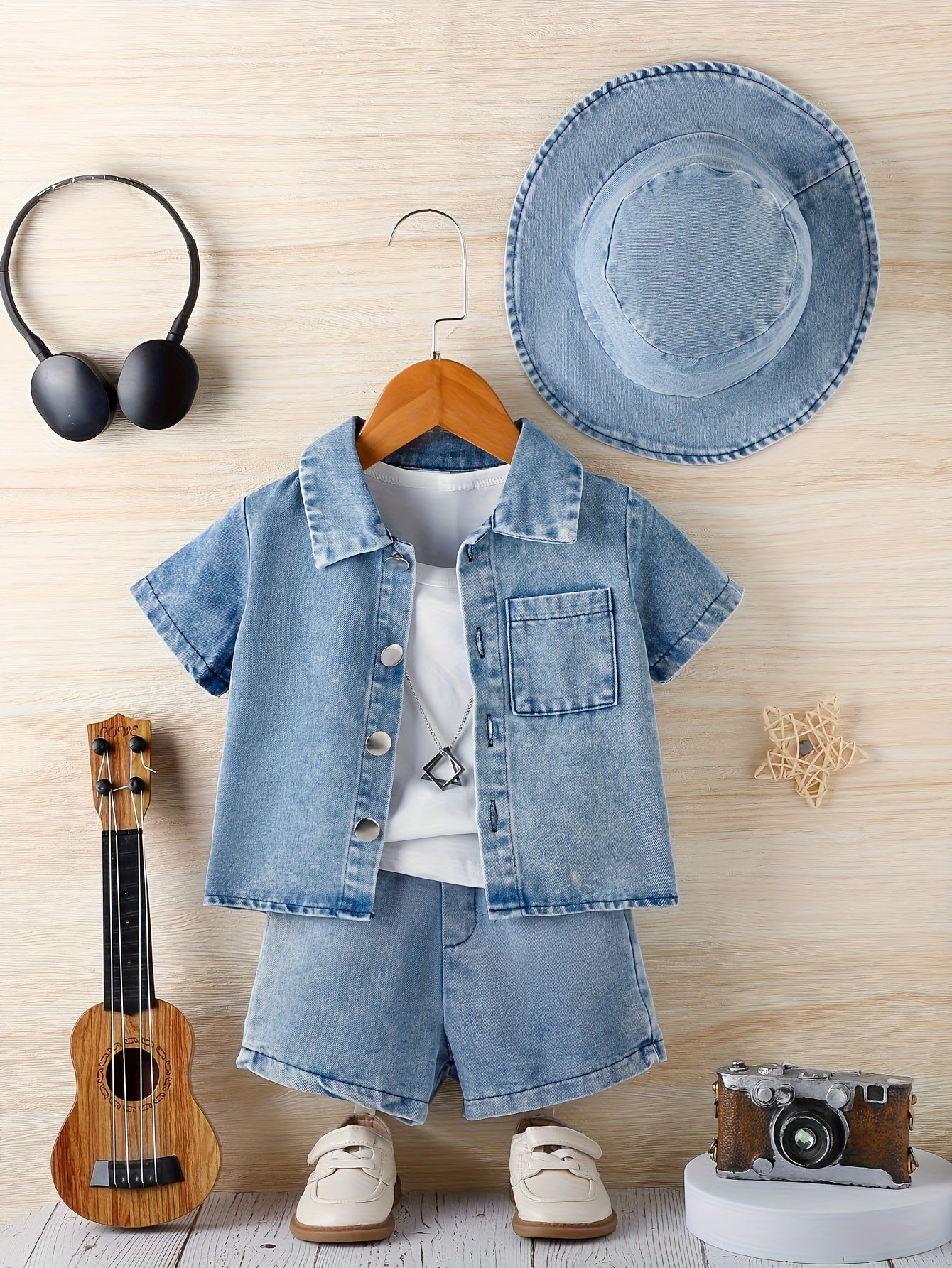 Targeted development of a simple and casual solid-color three-piece set for male infants in spring and summer, Perfect for Outdoor