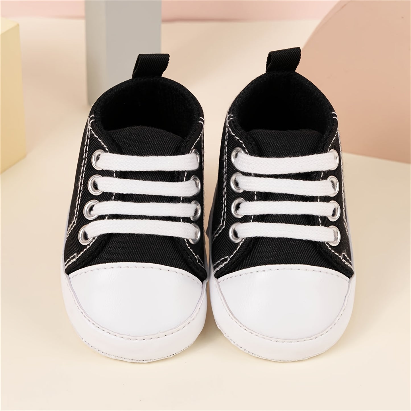 Unisex First Walking Shoes - Breathable Canvas High-Top Sneakers with Anti-Slip Soft Rubber Sole, Striped Design for, All-Season Casual Training Running Shoes, Shoes, Footwear, Cute Footwear, Durable Traction Footwear