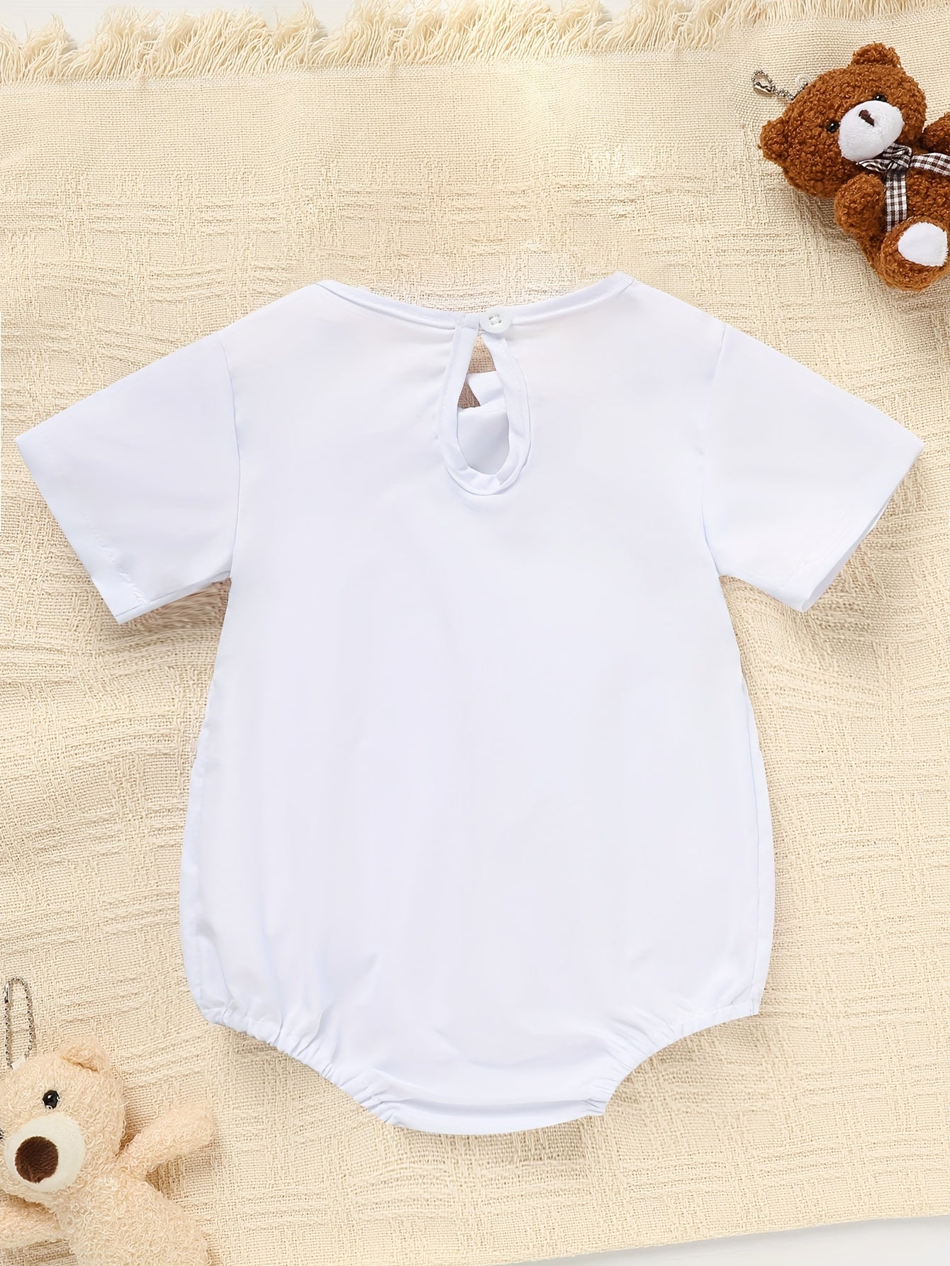 Zehjuhan Baby Girl And Baby Boy Romper Clothes Infant Short Sleeve Flip Collar Cross Embroidered Jumpsuit, for Outdoor