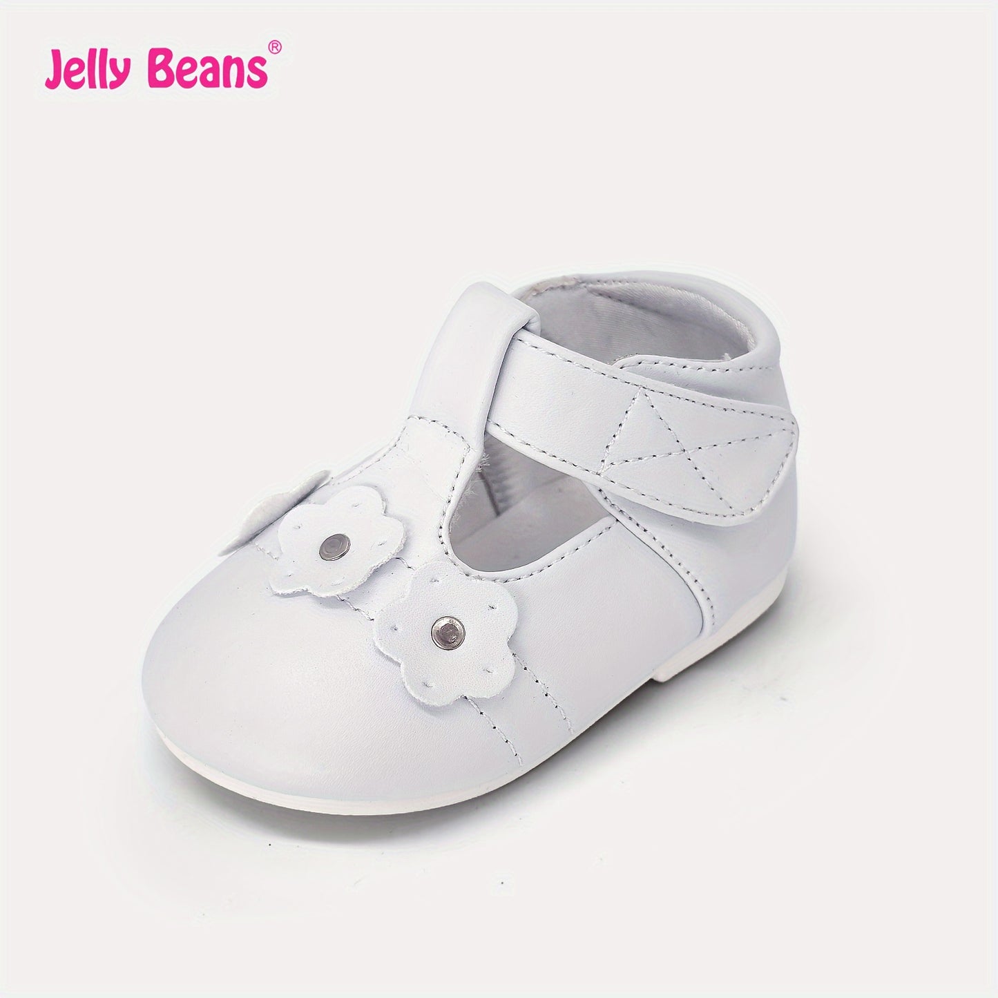 Girls Solid Colour Princess Mary Jane Flat Shoes Comfy Non Slip Hook and Loop Fastener