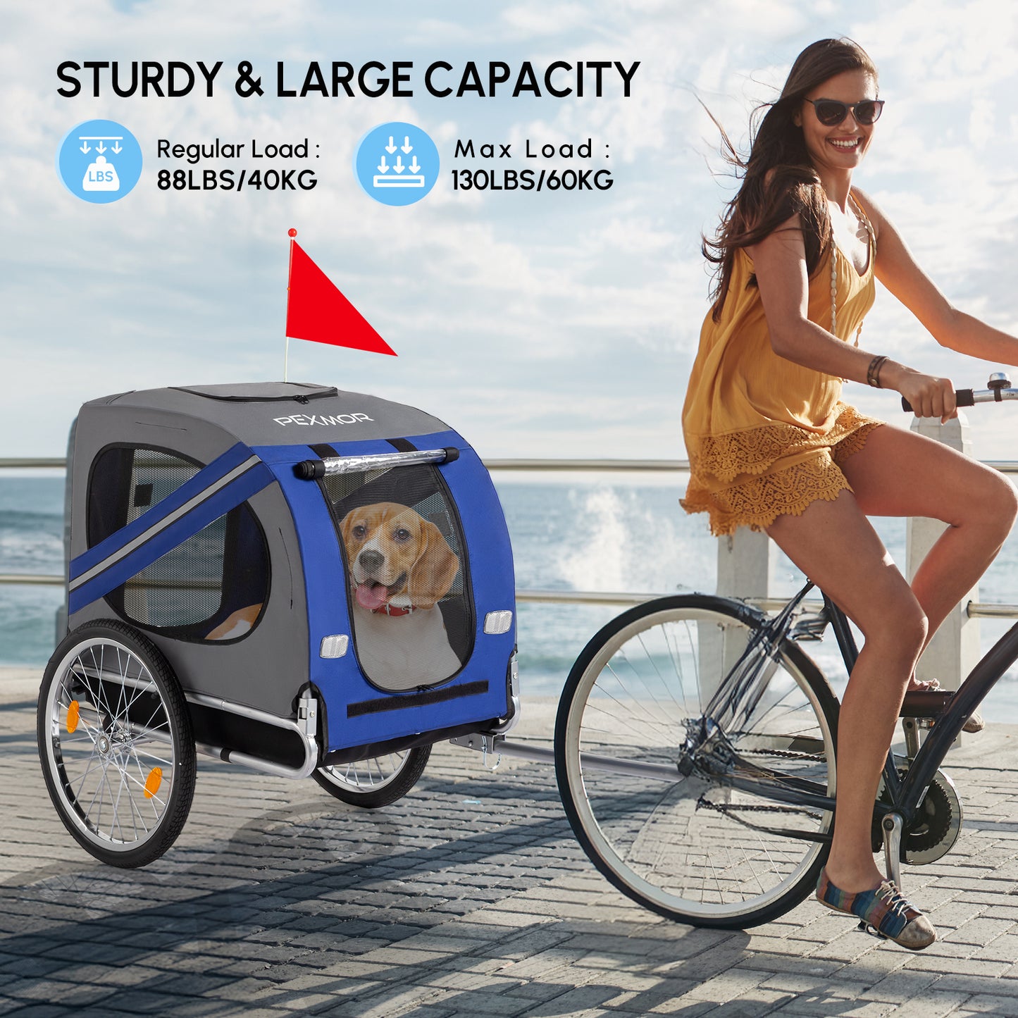 Folding Dog Bike Trailer For Bicycle With Universal Hitch