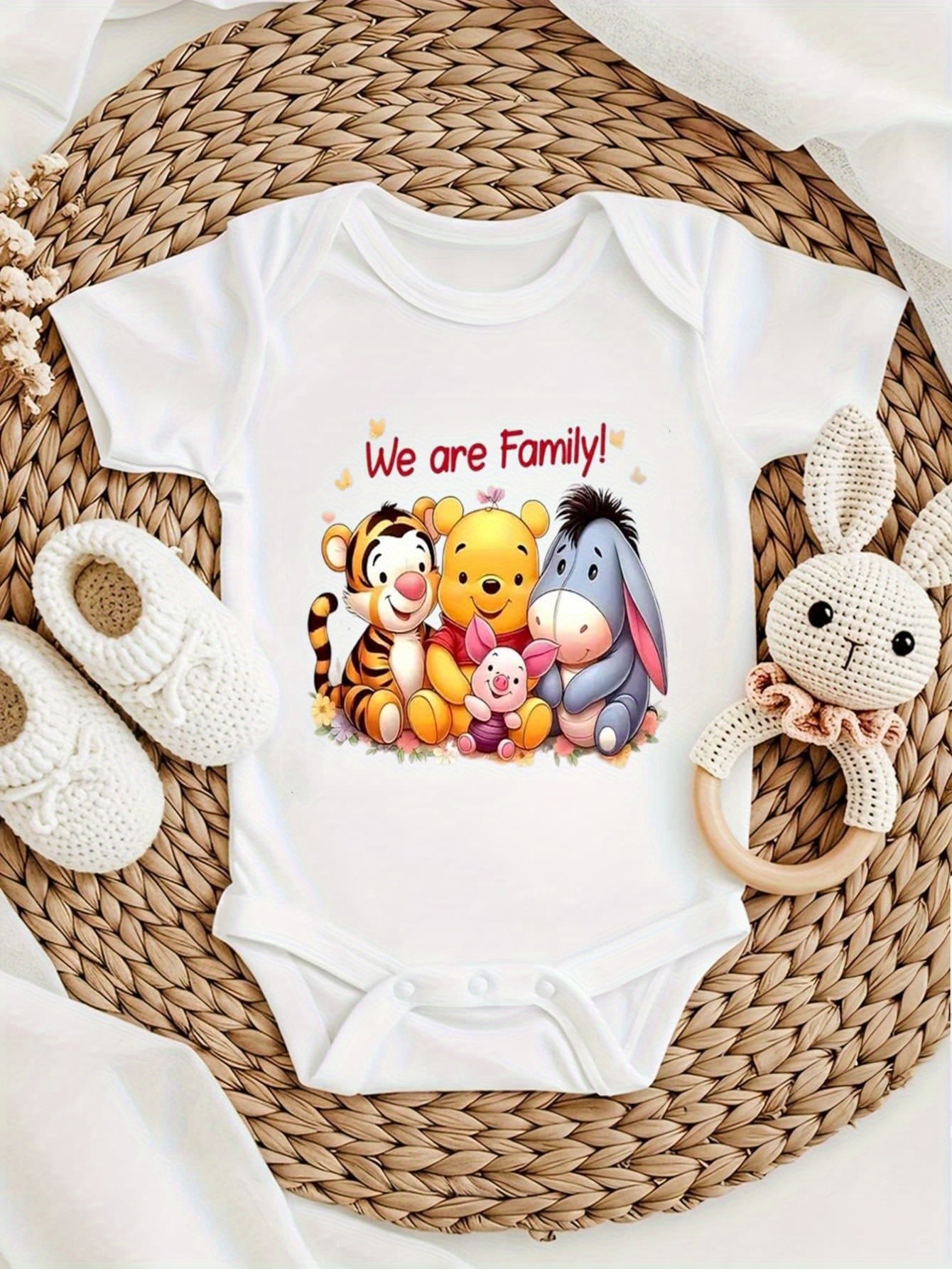Disney Winnie the Pooh Tigger Piglet Eeyore Baby Bodysuit Summer Romper 100 Percent Cotton