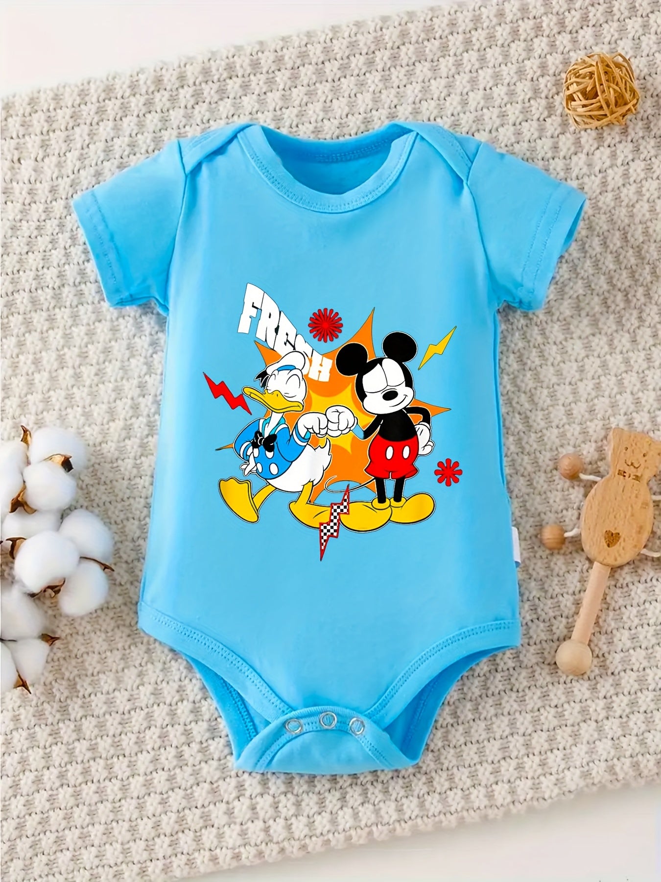 Mickey and Friends Baby Romper 100 Percent Cotton Short Sleeve Infant Crawler Suit