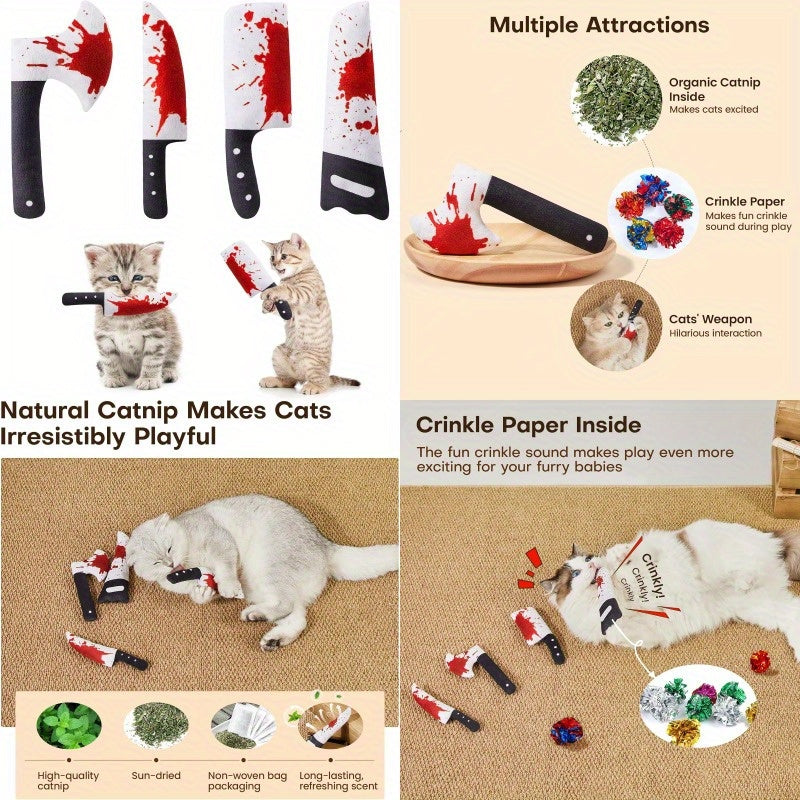 4pcs Cat Toys Knife Shaped Crinkly Sound Indoor Playthings for All Cat Breeds