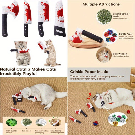 4pcs Cat Toys Knife Shaped Crinkly Sound Indoor Playthings for All Cat Breeds