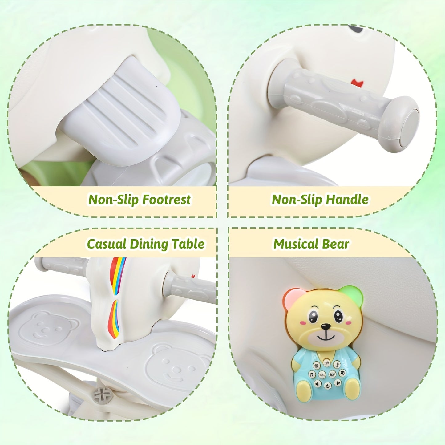 4 In 1 Kids Rocking Horse With Safety Rod Basketball Hoop Balance Toys For Toddlers