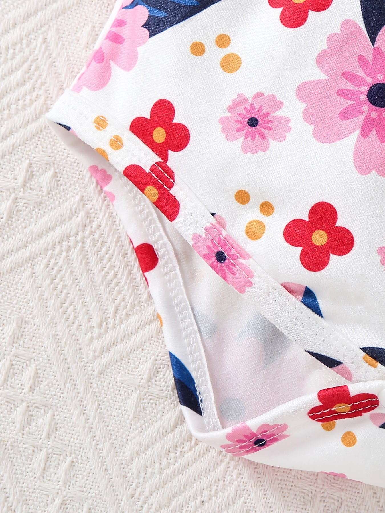 Floral Print Infant Romper 6 Piece Set With Headbands