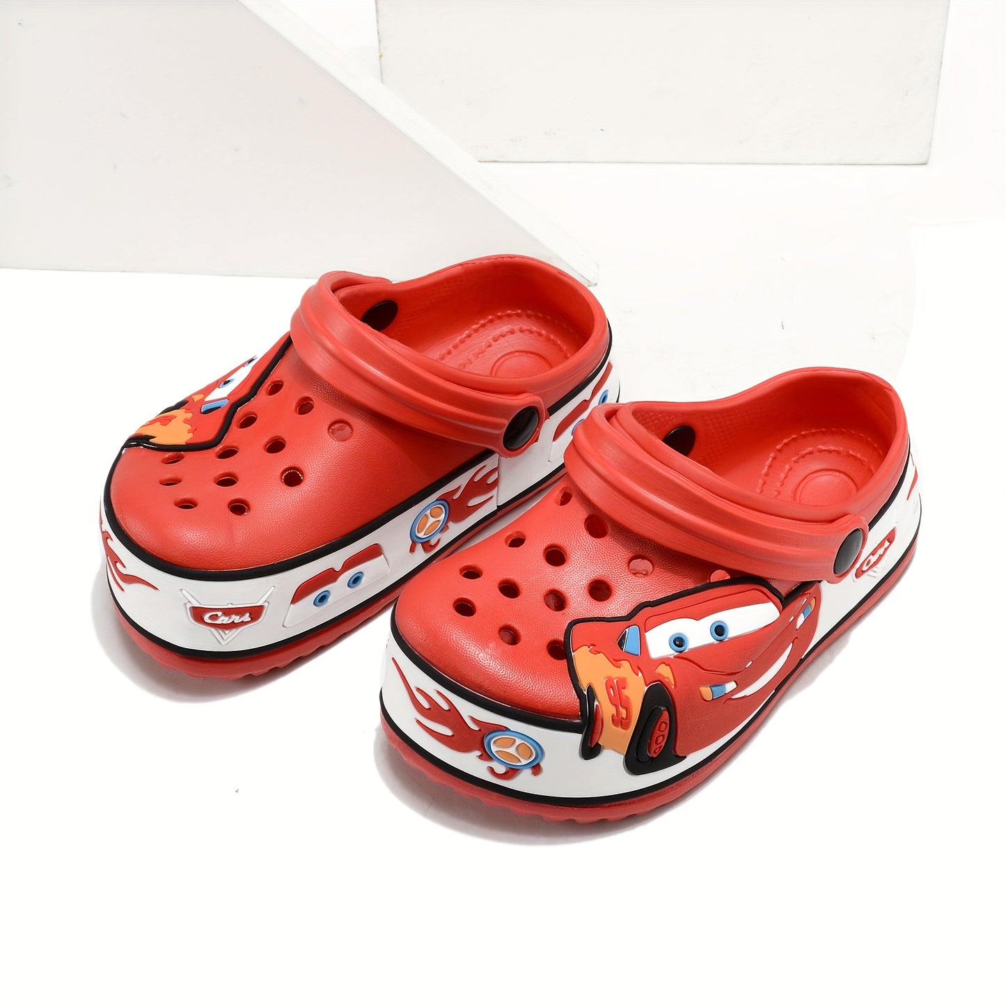 Disney Cars Lightning McQueen EVA Boys Wooden Clogs Lightweight Anti Slip Casual Shoes