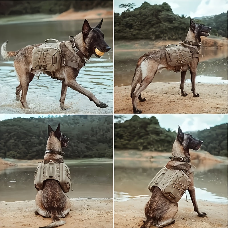 Dog Backpack Dog Harness Tactical Vest for Large Dogs Outdoor Training Suit Combat Suit Set Camping Hunting and Rescue Equipment Medium-Large Dogs