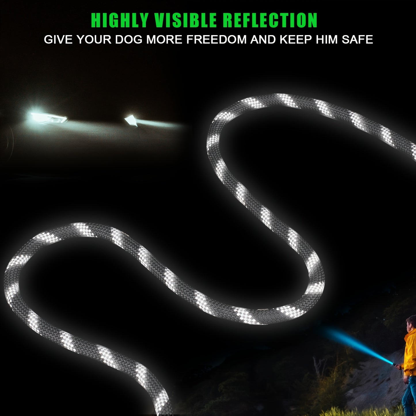 [75ft Portable Dog Tie Out] 75ft Portable Dog Tie Out Cable | Overhead Trolley System With 10ft Runner Lead For Dogs Up To 200lbs | Reflective Dog Lead For Yard, Park, Or Outdoor Adventures