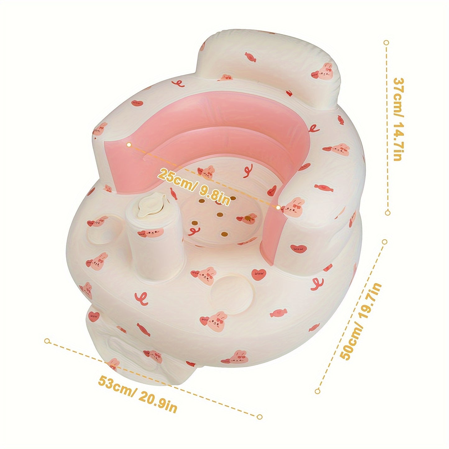 Sungdogin Love Bunny Inflatable Baby Seat for 3-36 Months Portable Travel Friendly Pink