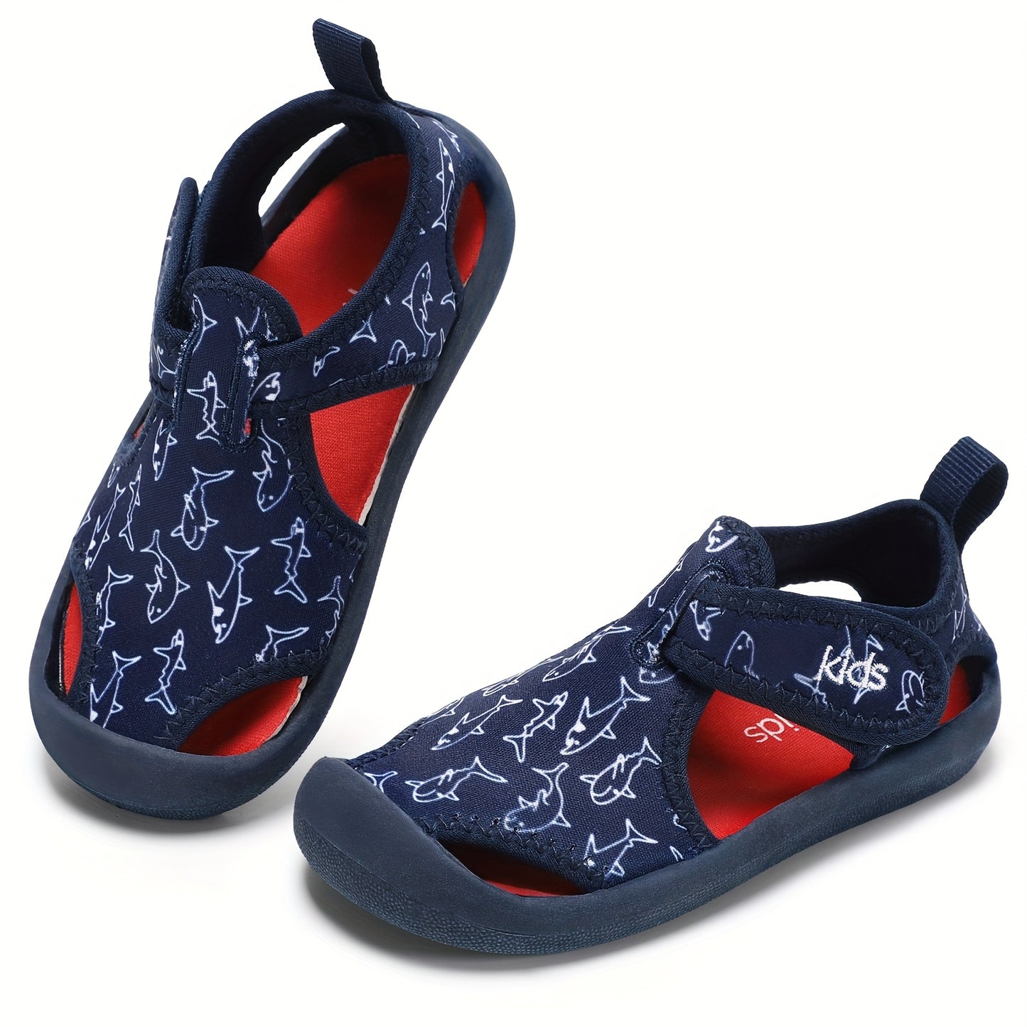 Boys Water Shoes with Cartoon Print Breathable Fabric and TPR Sole for Summer Fun