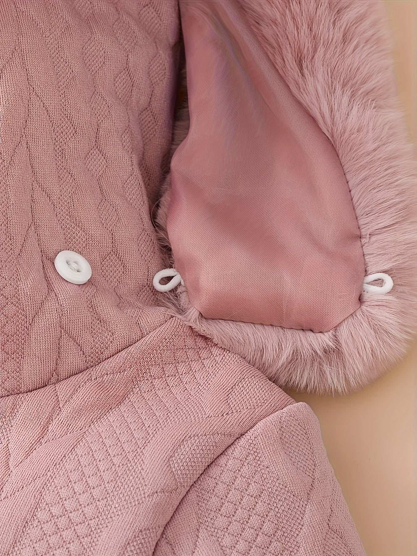 MinKidFashion Cozy Girls' Hooded Long Sleeve Romper and Pants Set - Cable Knit Pattern, Polyester/Spandex Blend, Machine Washable for Fall/Winter, Perfect for Outdoor