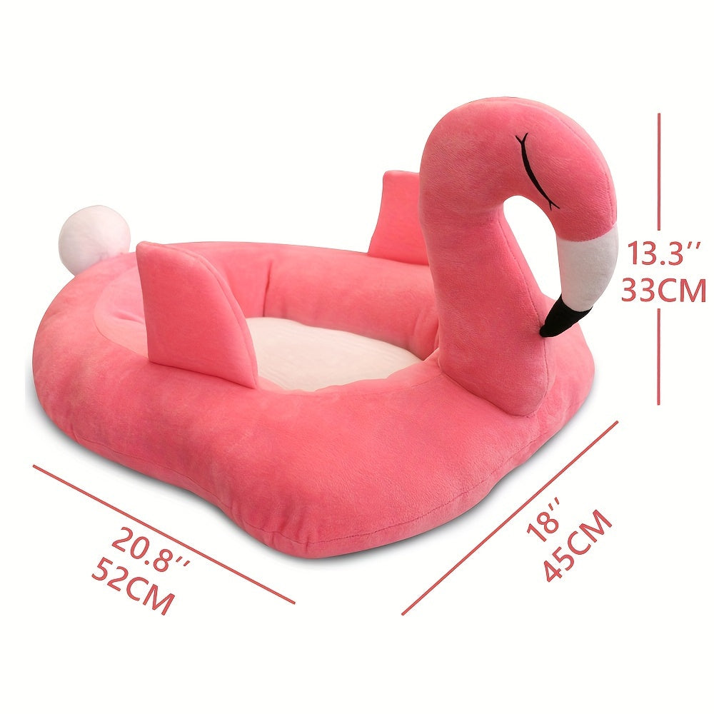 Petgrow Flamingo Shaped Cute Cat Bed Sofa Cozy Memory Foam Mat for Cats and Small Pets