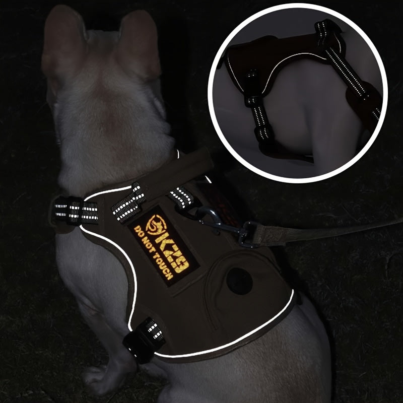Tactical Dog Harness for Medium & Large Dogs Heavy Duty No Pull Dog Harness with Handle And Poop Bag Holder Pocket Adjustable Reflective German Shepherd Big Size Dog Vest for Training, Walking, Hiking