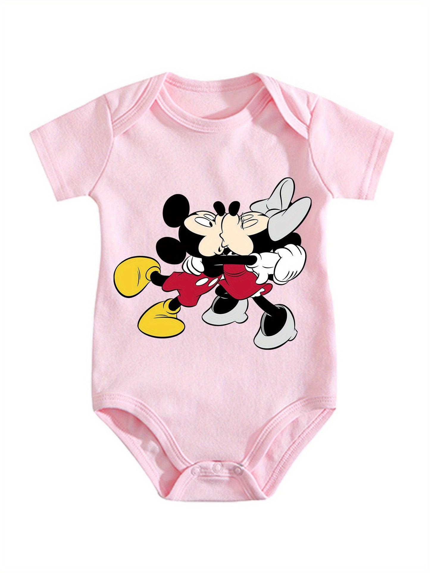 Official Mickey and Minnie Mouse Cotton Baby Romper Soft Pink Onesie for Newborns
