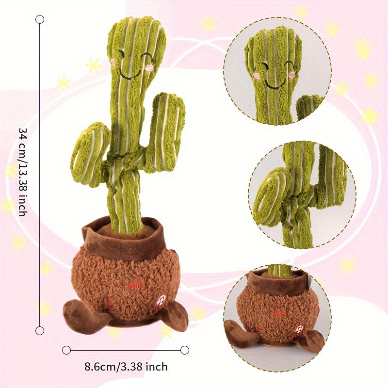 Interactive Singing Cactus Toy with Expressive Eyes Soft Texture Fun Decor for All Ages
