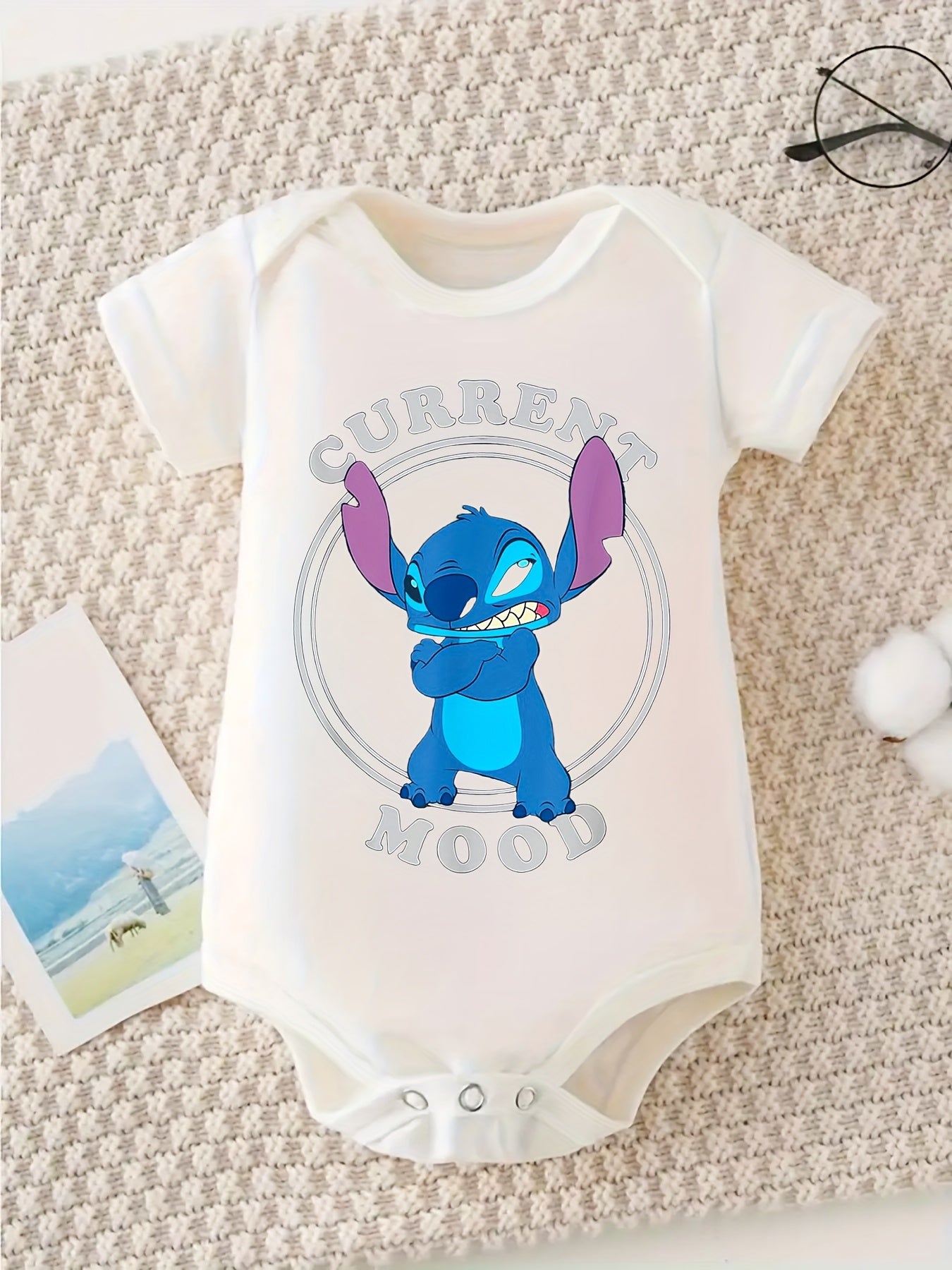 Disney Lilo and Stitch Angry Stitch Baby Crawl Clothes 100 Percent Cotton Perfect for Outdoor