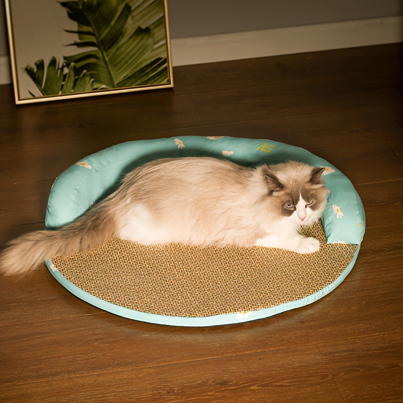 Round Mat Cat Nest Soft Cozy Mattress for Dogs and Cats Indoor Summer Sleep 27 Inch