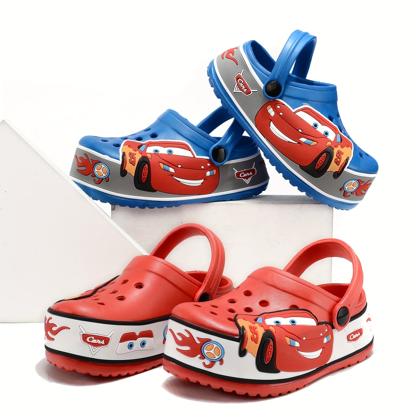Disney Cars Lightning McQueen EVA Boys Wooden Clogs Lightweight Anti Slip Casual Shoes