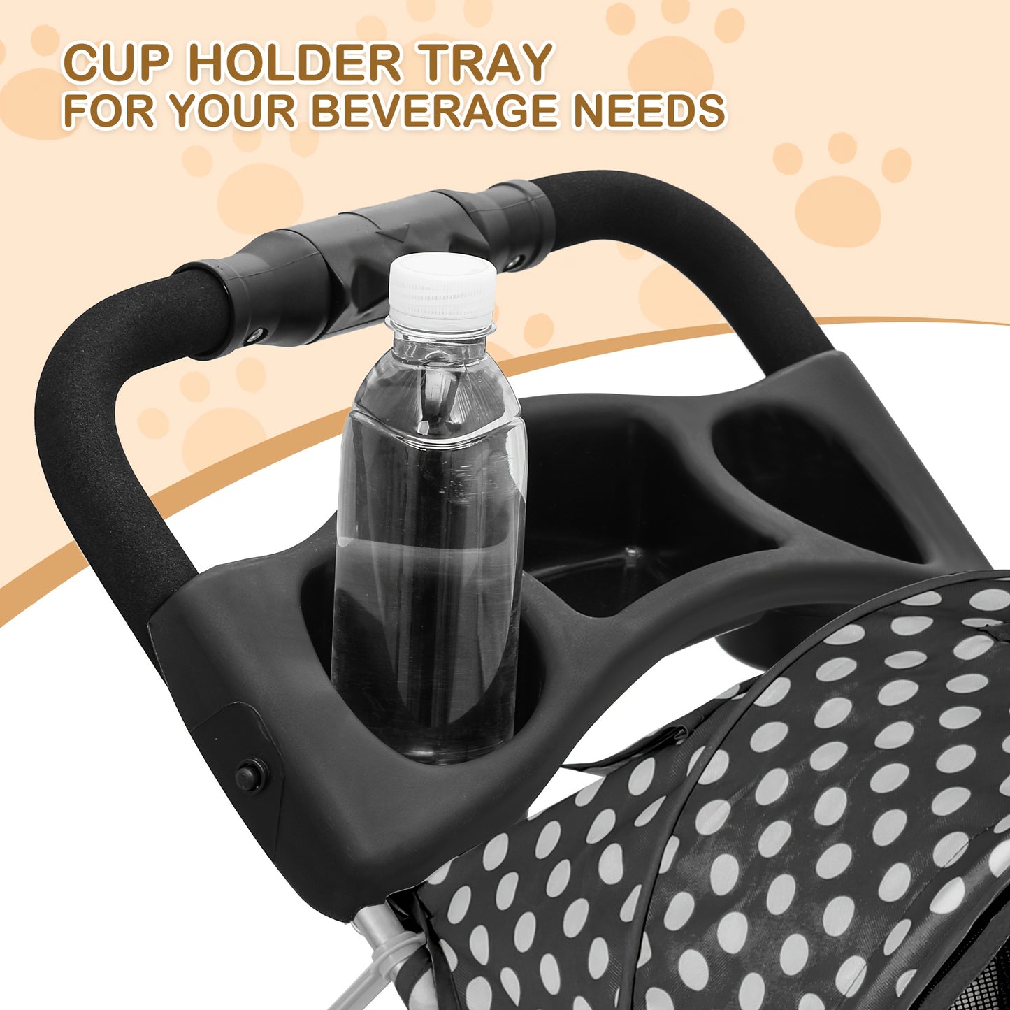 3 Wheels Pet Dog Cat Stroller for Small Medium Dogs Cats - Foldable Jogger Stroller w/Storage Basket and Cup Holder - For Pet Owners - Suitable for Outdoor Walks & Travel - Great Gift for Dog & Cat Lovers