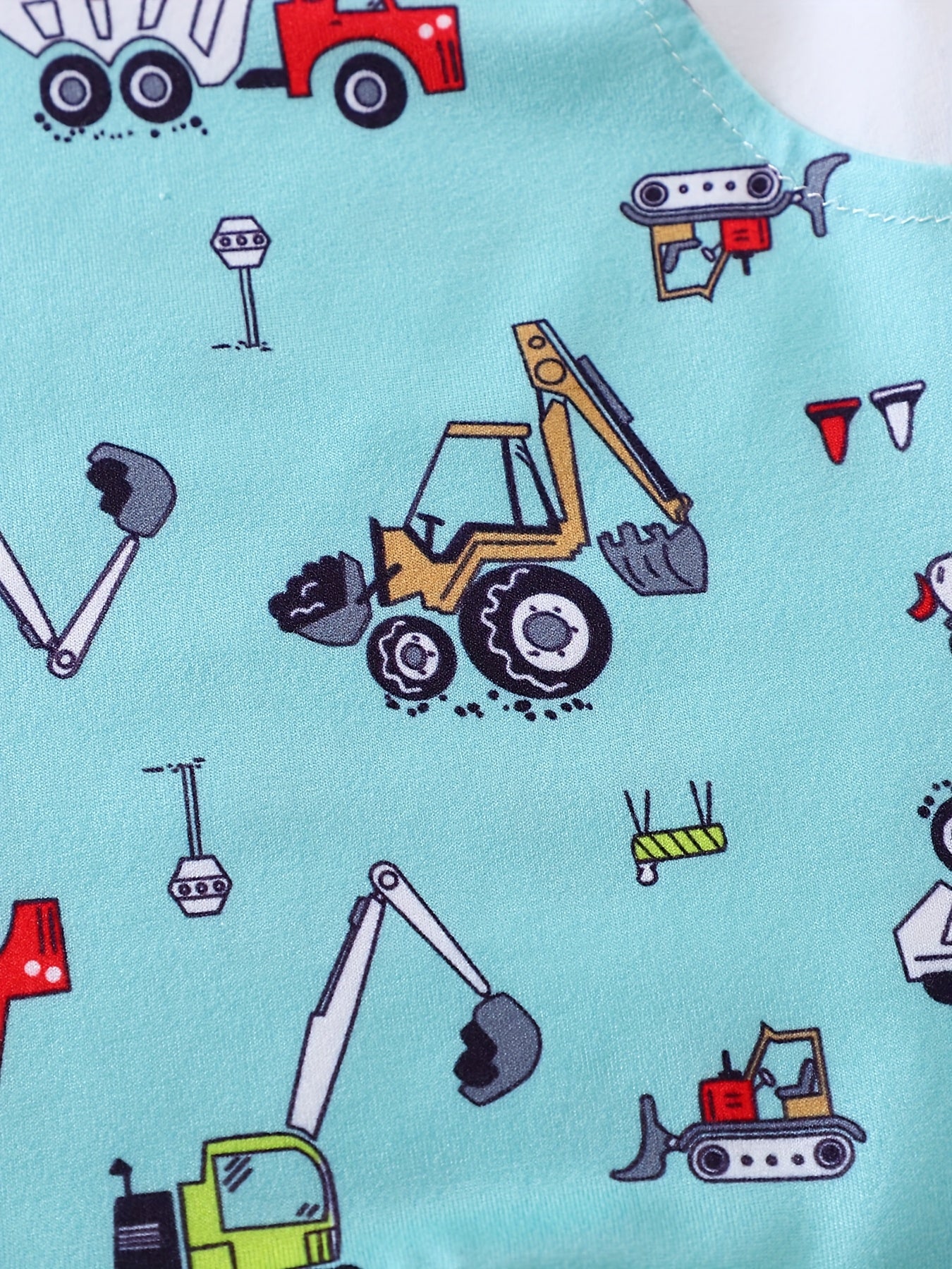 2pcs 2025 Boys' Summer Fashion Casual Short Sleeve Romper with Back Strap Pants and Faux Two-Piece Jumpsuit Dinosaur Excavator Pattern Bodysuits for Ages 0.0-29.53ft, Perfect for Outdoor