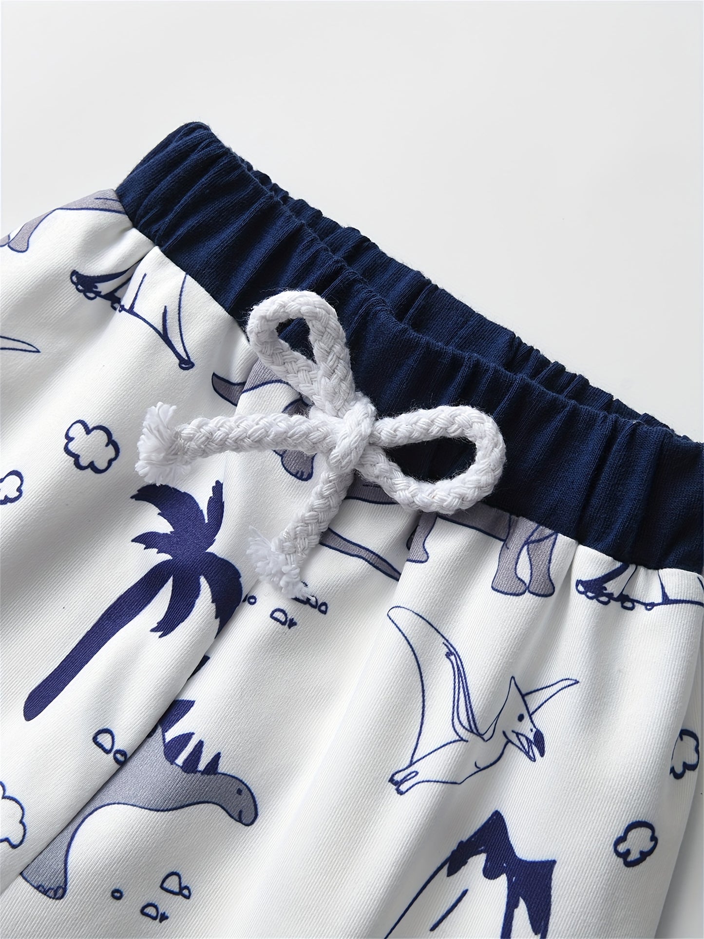 [3pcs KuKitty Outfit] KuKitty 3pcs Newborn Baby Boy Long Sleeve Outfit Set | Little Brother Print Tops Dinosaur Pattern Pants With Hat | for Outdoor Infant Boys