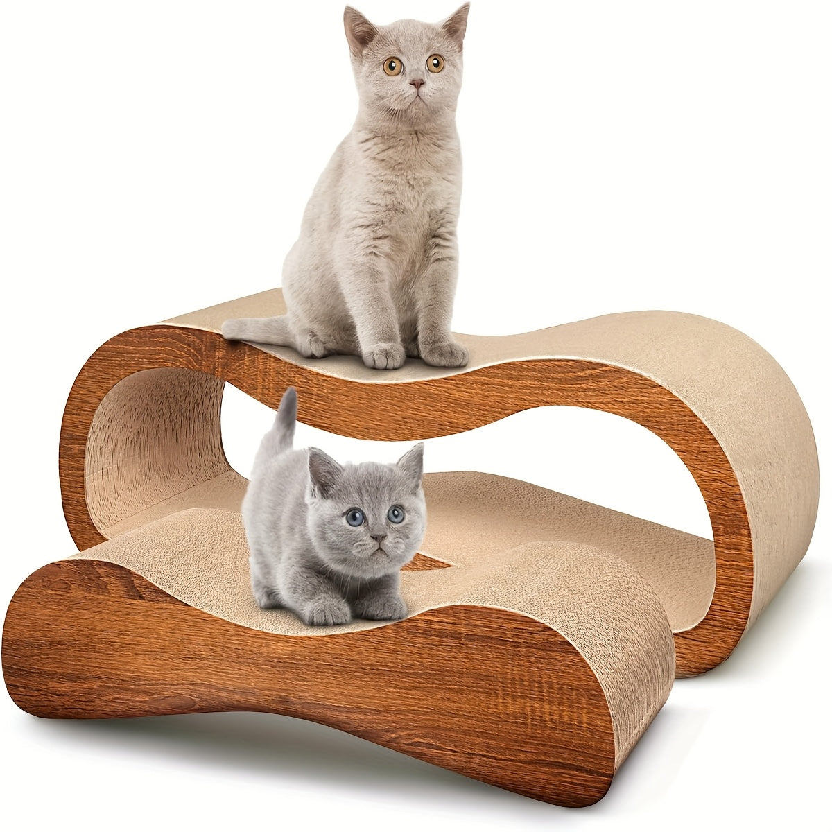 FluffyDream 2 in 1 Cat Scratcher and Lounge Bed with Reversible Design and Durable Cardboard