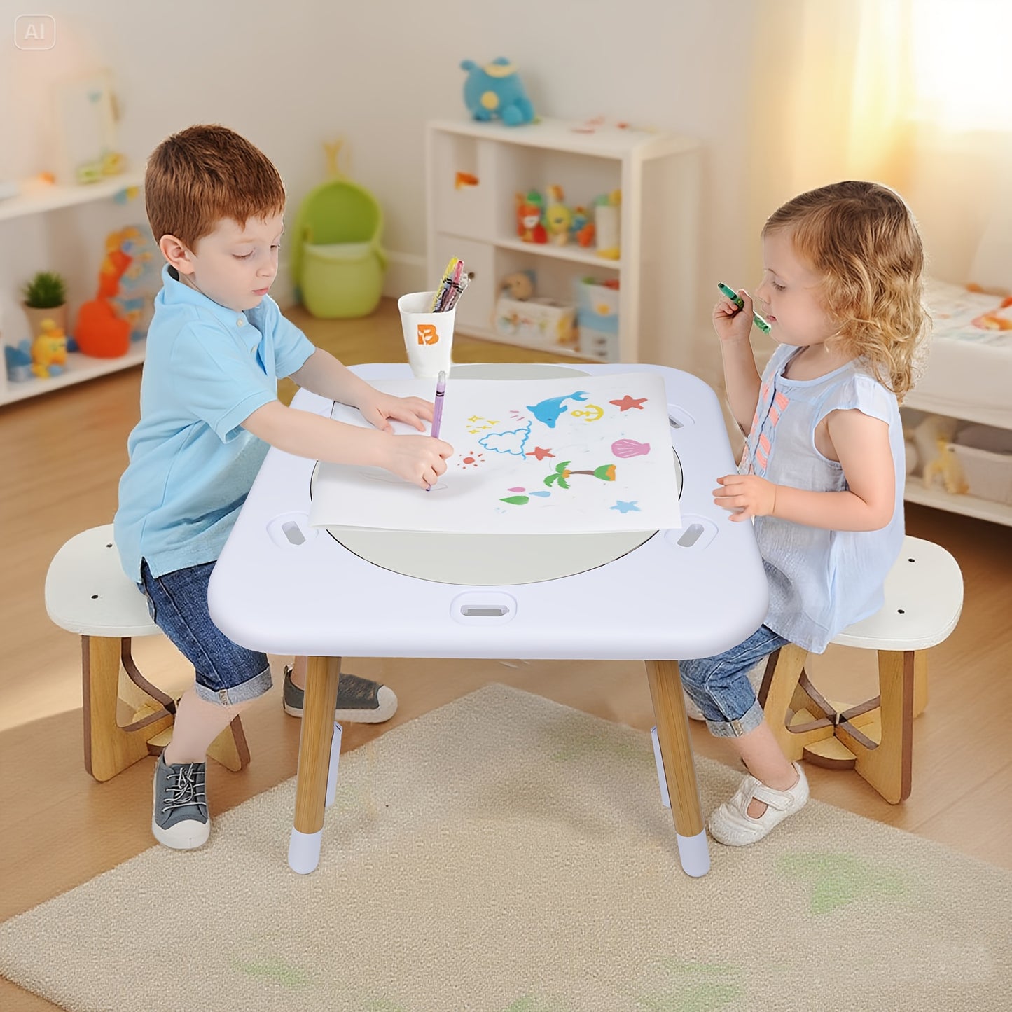 White Baby Activity Center With Five Interactive Toys Adjustable Height Levels Foldable Music Jumper Cushioned Surface