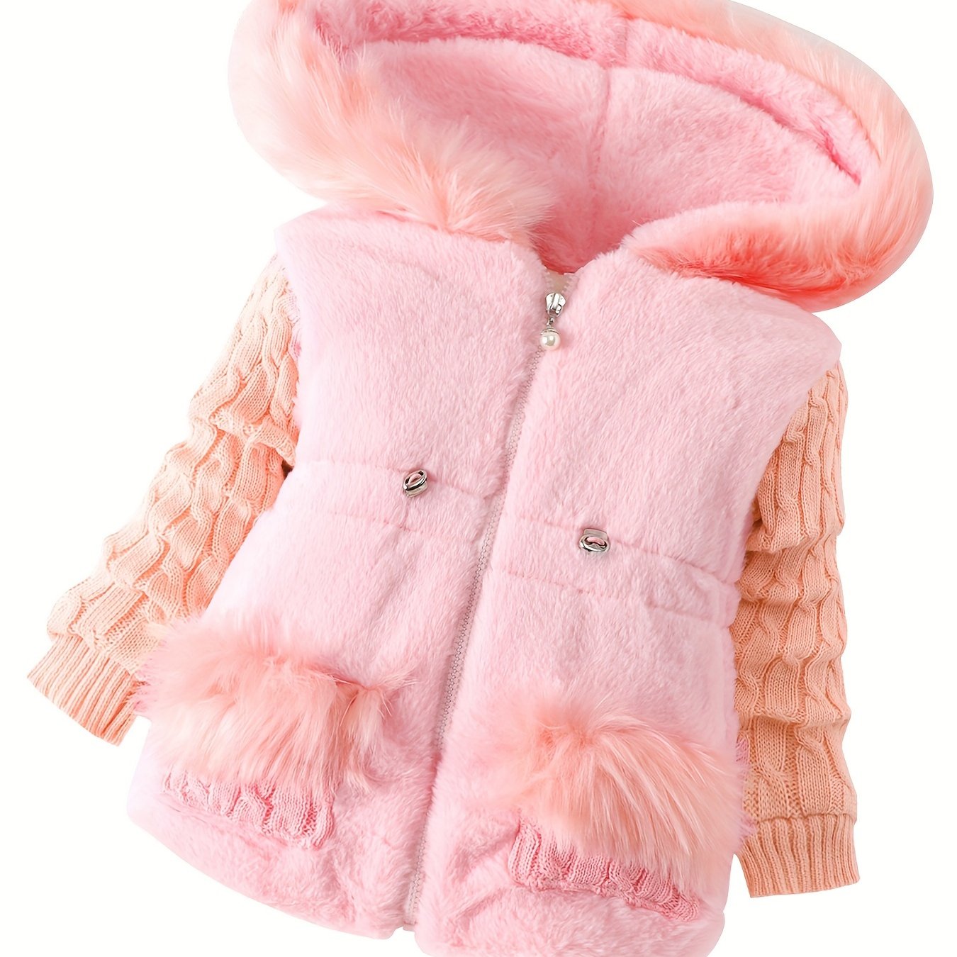 MINKIDFASHION Baby Girls Warm Hooded Jacket Coat with Fleece Lining and Cute Print