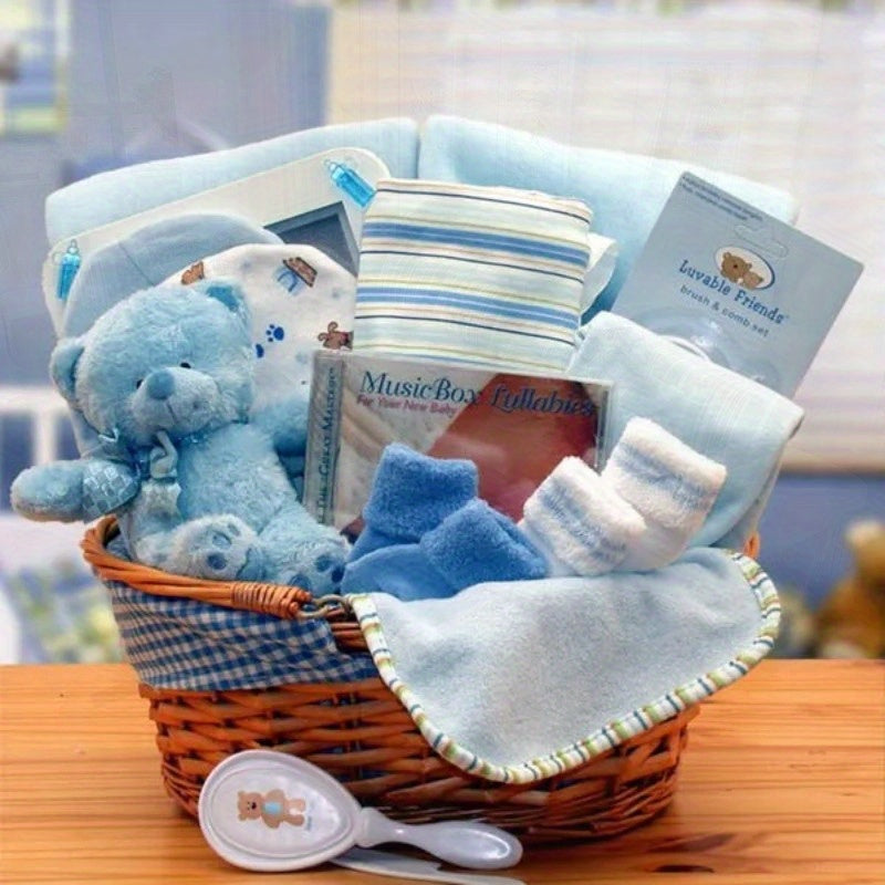 Simply The Baby Basics New Baby Gift Basket in Blue for Newborns and Infants