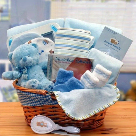 Simply The Baby Basics New Baby Gift Basket in Blue for Newborns and Infants