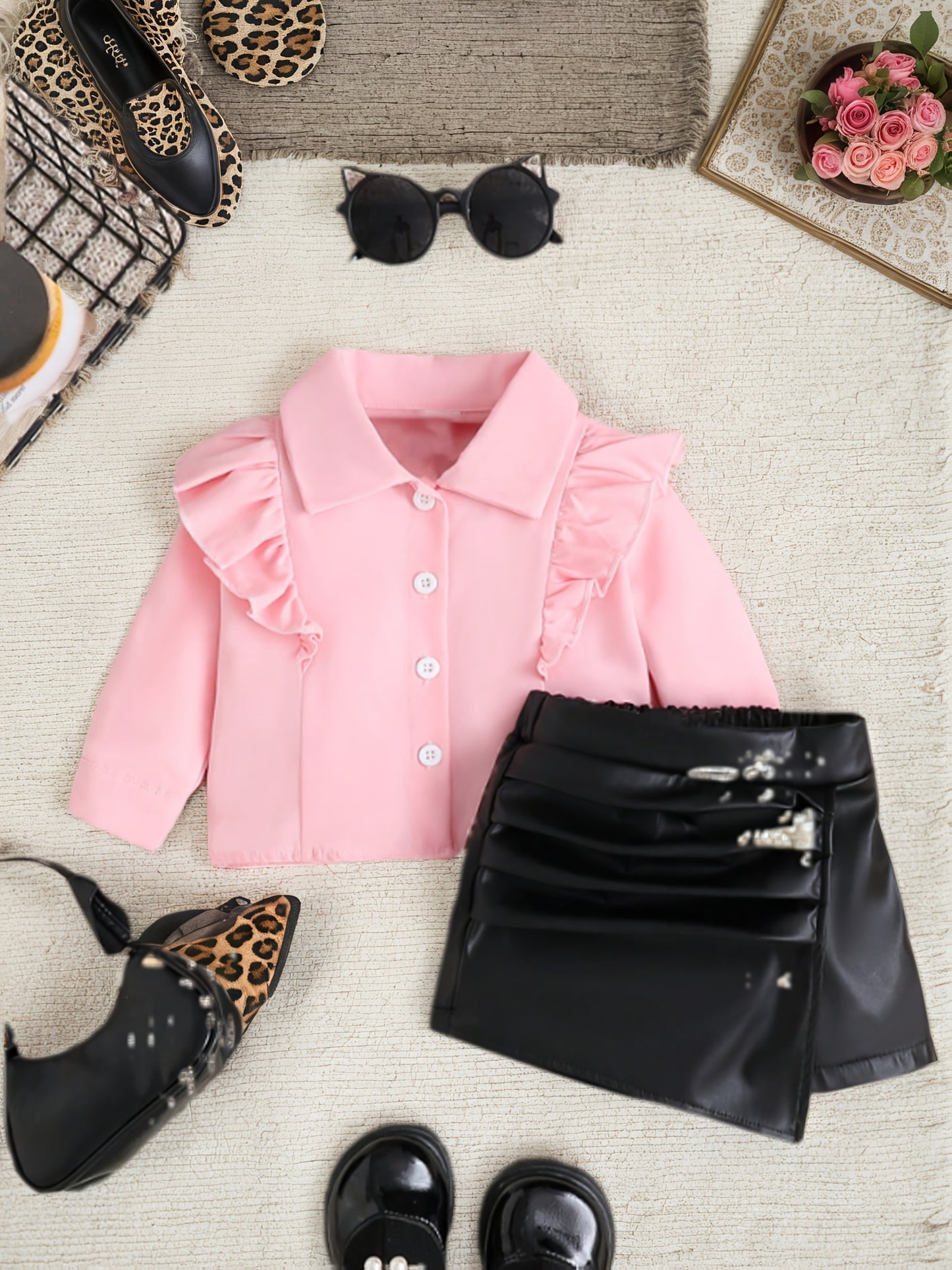 Baby Girl Summer Fashion Two-Piece Top and Skirt Set for Outdoor Adventures