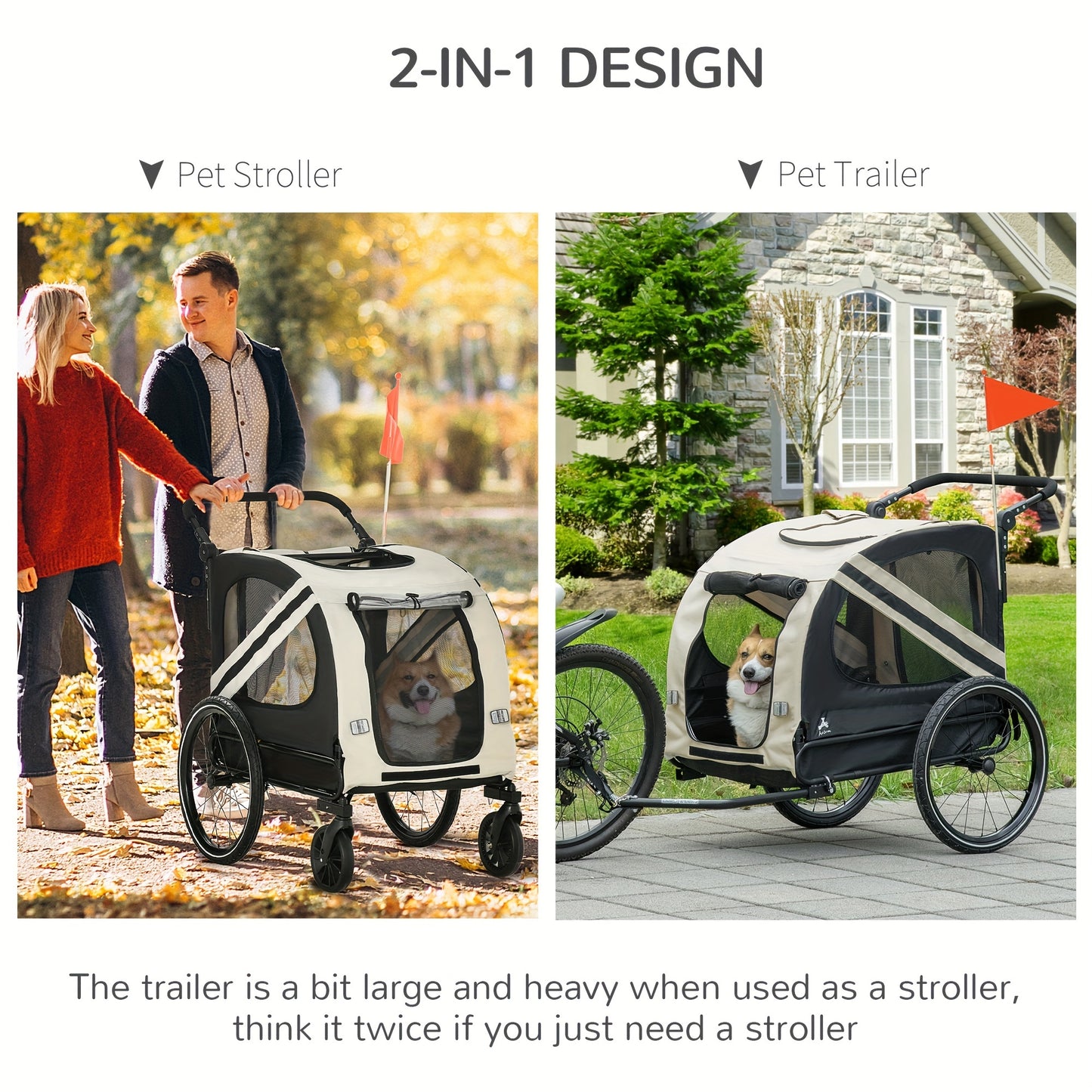 Aosom 2 In 1 Pet Bike Trailer For Small Dogs Weatherproof