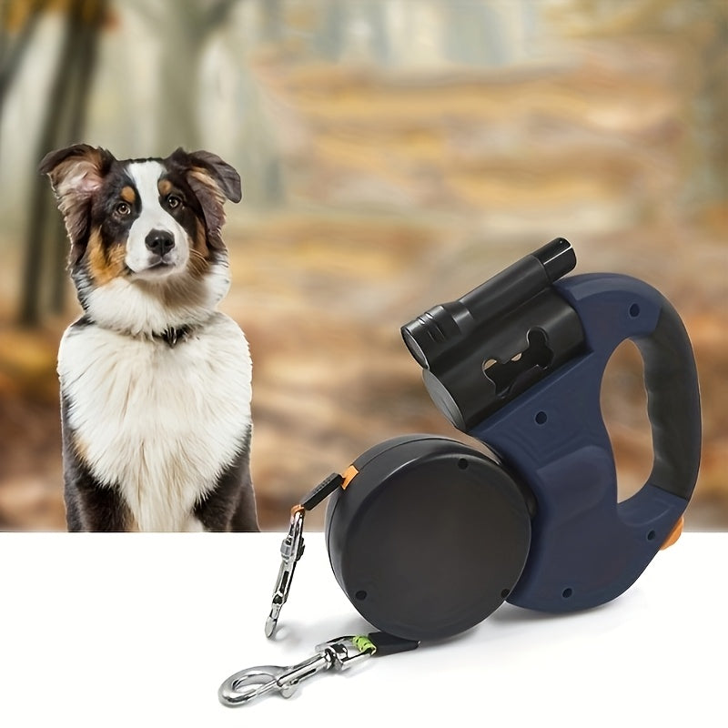 [Double Dog Leash] 2-in-1 Double-headed Self-shrinking Dog Leash | Anti-winding Design, 360-degree Rotation, Suitable for Easy Outdoor Walking with Two Small to Medium-sized Dogs