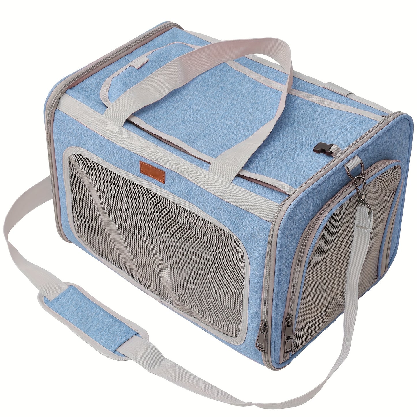 Airline Approved Expandable Soft Sided Pet Carrier for Cats Dogs and Bunnies in Khaki