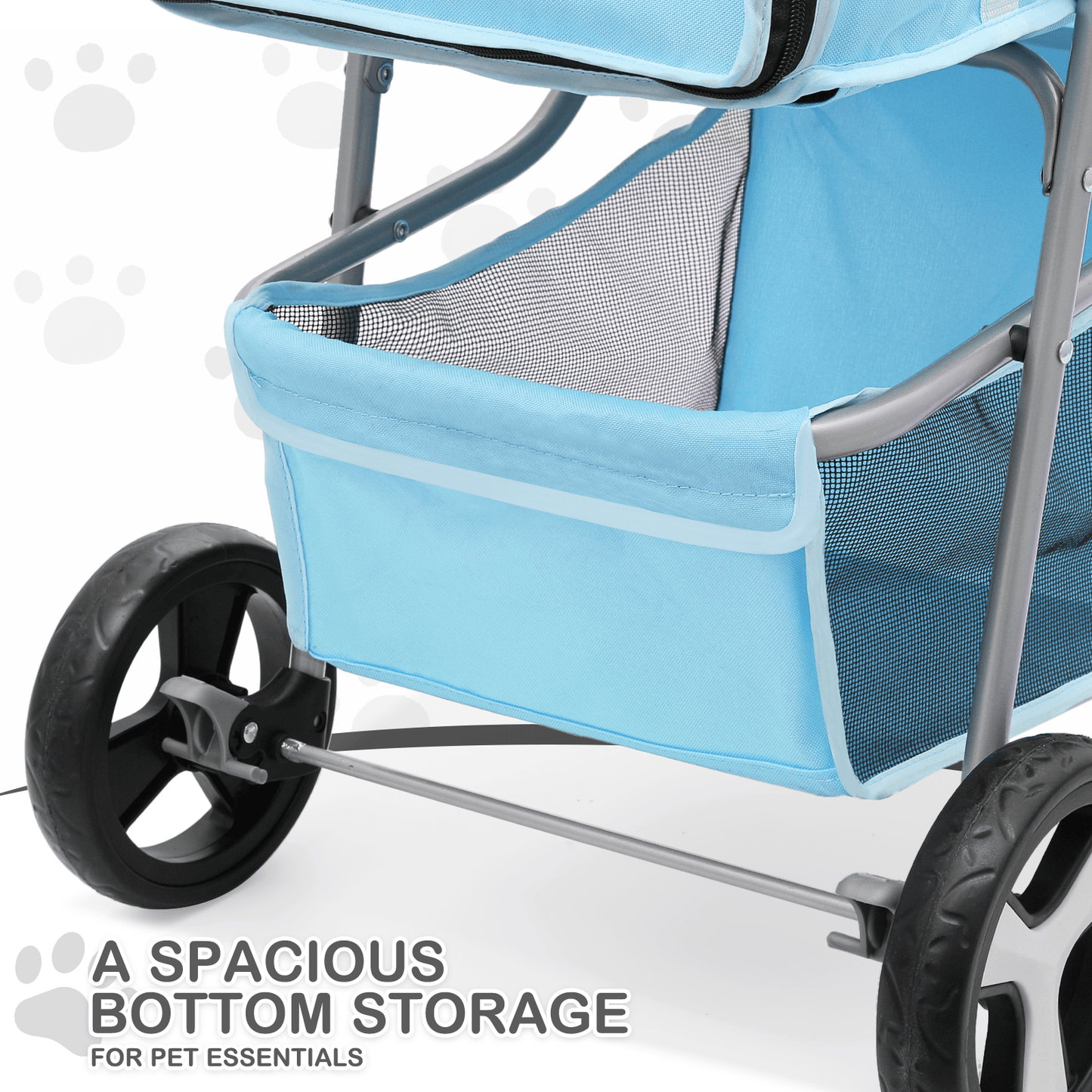 MoNiBloom Foldable Dog Strollers for Small Dogs with Weather Cover, 3 Wheels Pet Strolling Cart for Dogs and Cats with Storage Basket and Cup Holder, Breathable and Visible Mesh for All-Season