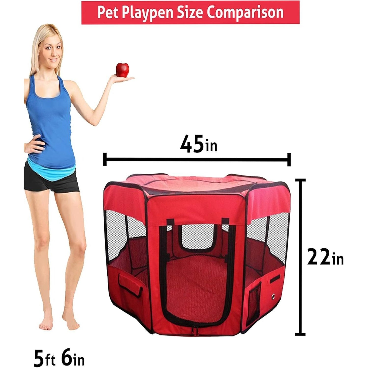 Portable Pet Playpen 45 Inch Large Puppy Kennel for Dogs and Cats Easy Storage Design