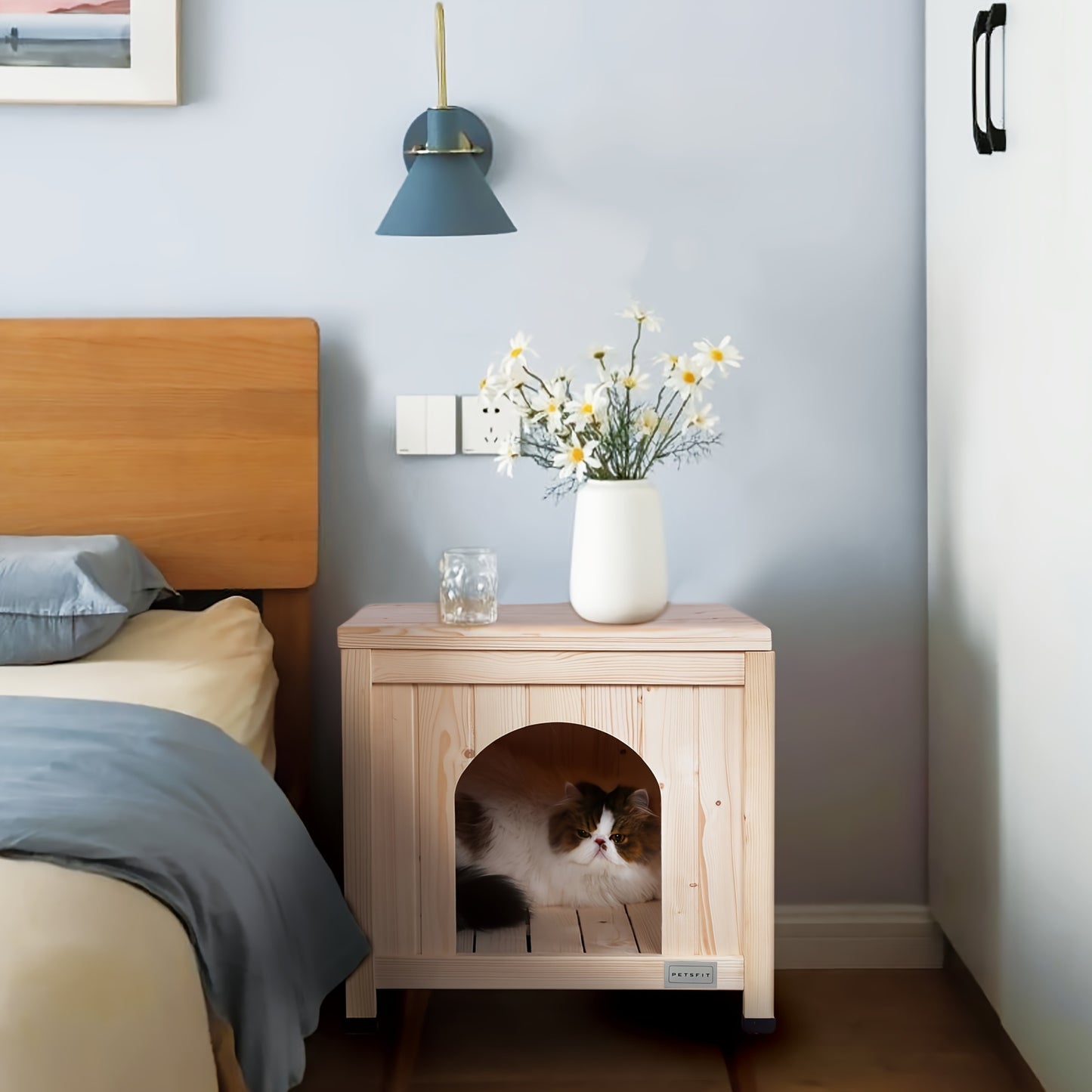 Wooden Indoor Dog House for Small Dogs and Cats Stylish Pet Furniture