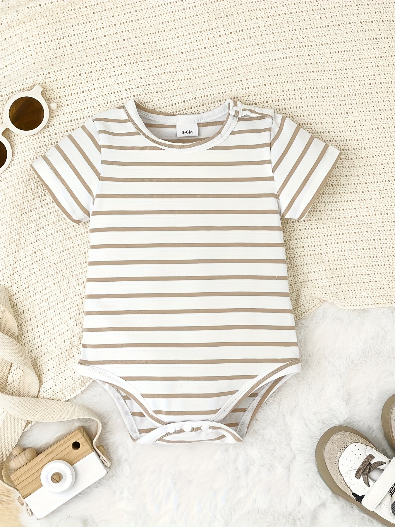 Baby Boy Summer Outfit Striped Romper with Cute Cartoon Dog Overall Pants Set 0-18 Months