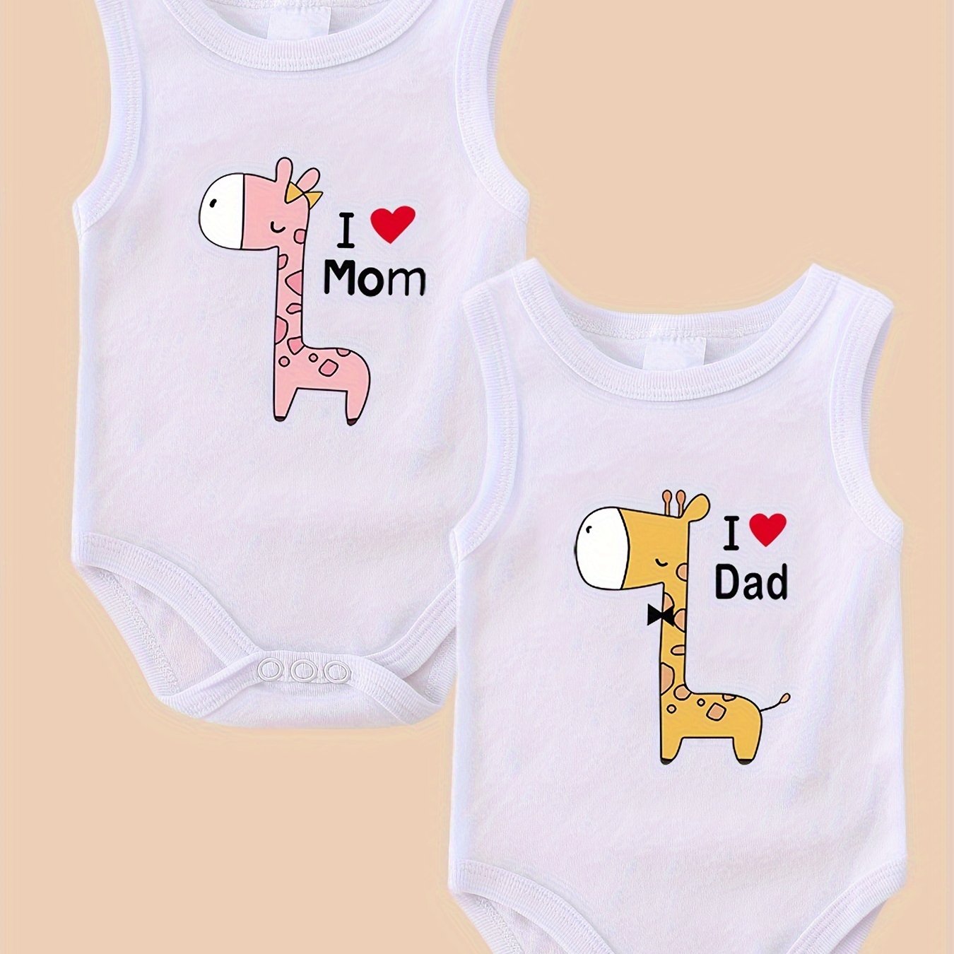 2pcs Baby Onesies - Cute Parent-Love Bodysuits, Soft White Cotton Newborn Outfits, Easy Diaper change, Machine Washable Infant Clothing Gift for Birthdays & Father's/Mother's Day, Baby Clothes, Diaper Change Friendly, Playful
