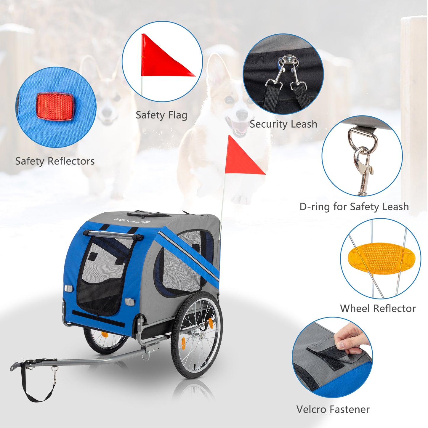 Folding Dog Bike Trailer For Bicycle With Universal Hitch