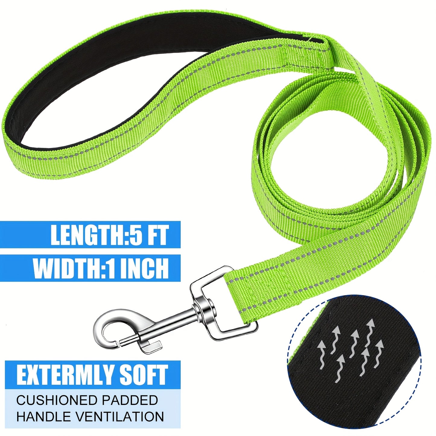 6 Pack Nylon Dog Leash Bulk 5 ft Dog Training Leashes for Medium and Large Dogs Heavy Duty Padded Handle Dog Leash Puppy Traction Rope for Walking Play Camping