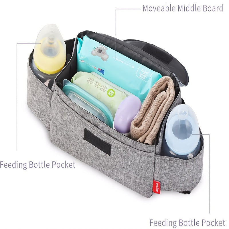 2pcs Universal Stroller Organizer Bag With Cup Holders, Stroller Accessories, Baby Diaper Bag