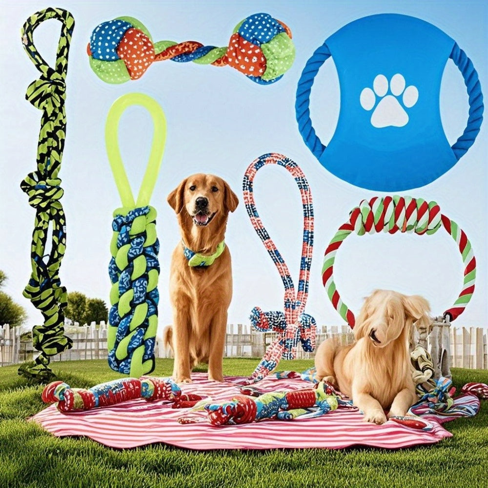 9pcs Dog Leash Toy Set for Small and Medium Dogs Durable Washable Interactive Toys