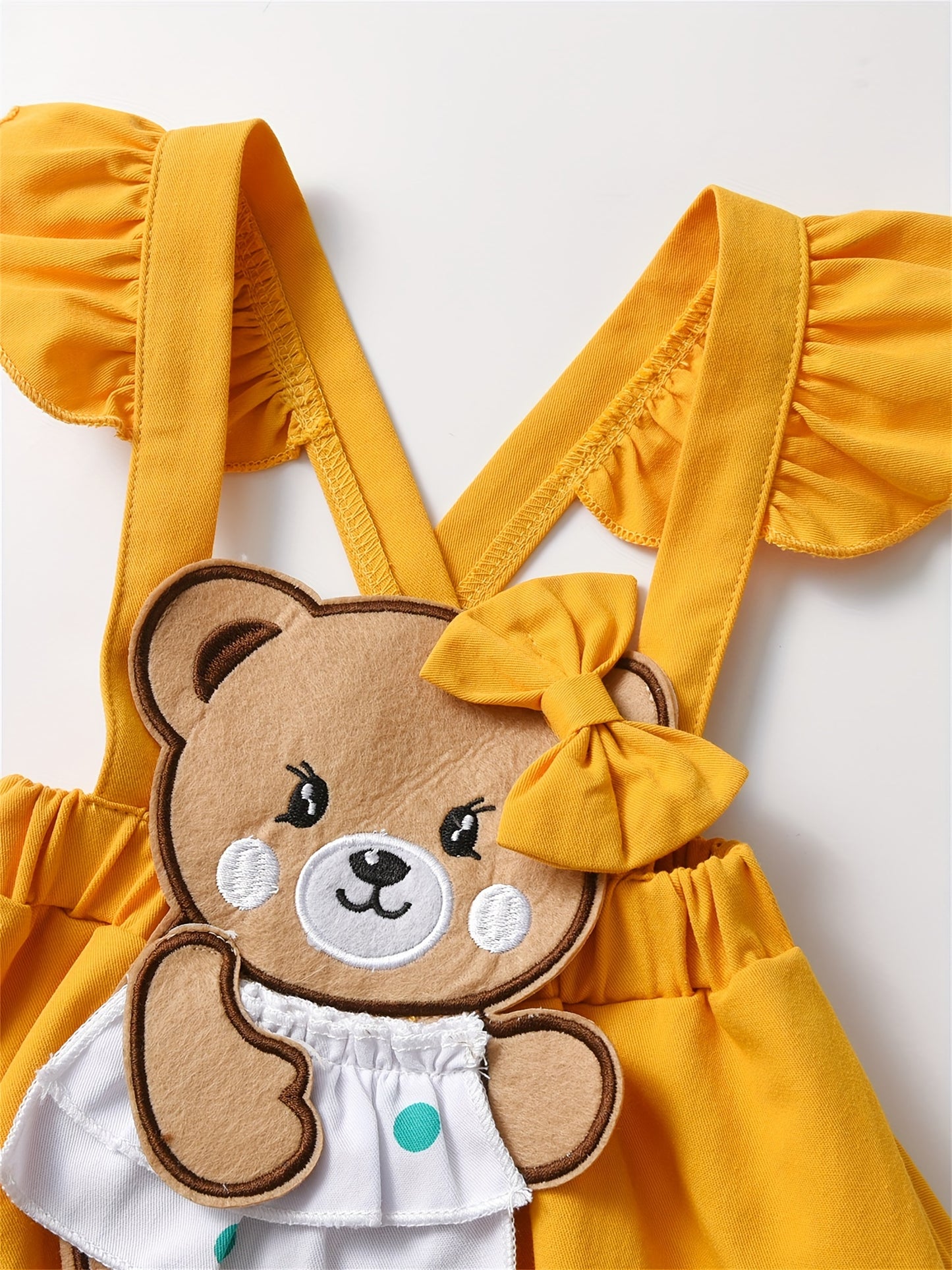 KuKitty Baby Girl 3 Piece Outfit Set Long Sleeve Tee Tops Bear Suspender Skirt Headband