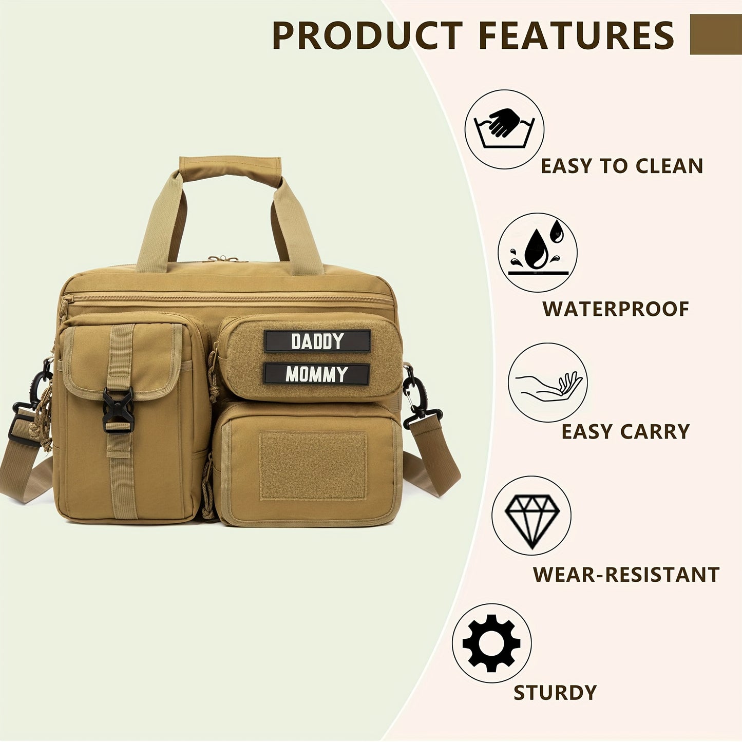 Dad Diaper Bag for Men and Women Multi-Functional Tactical Molle Travel Bag with Changing Mat