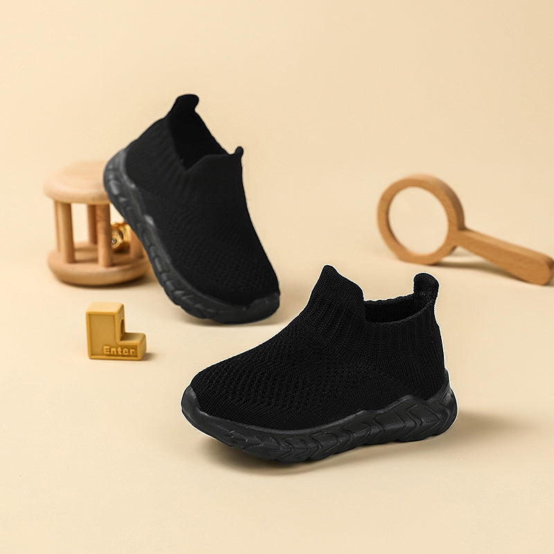 2025 Trendy Unisex Preschool Sports Shoes Slip-On Breathable Fabric Cushioned EVA Sole