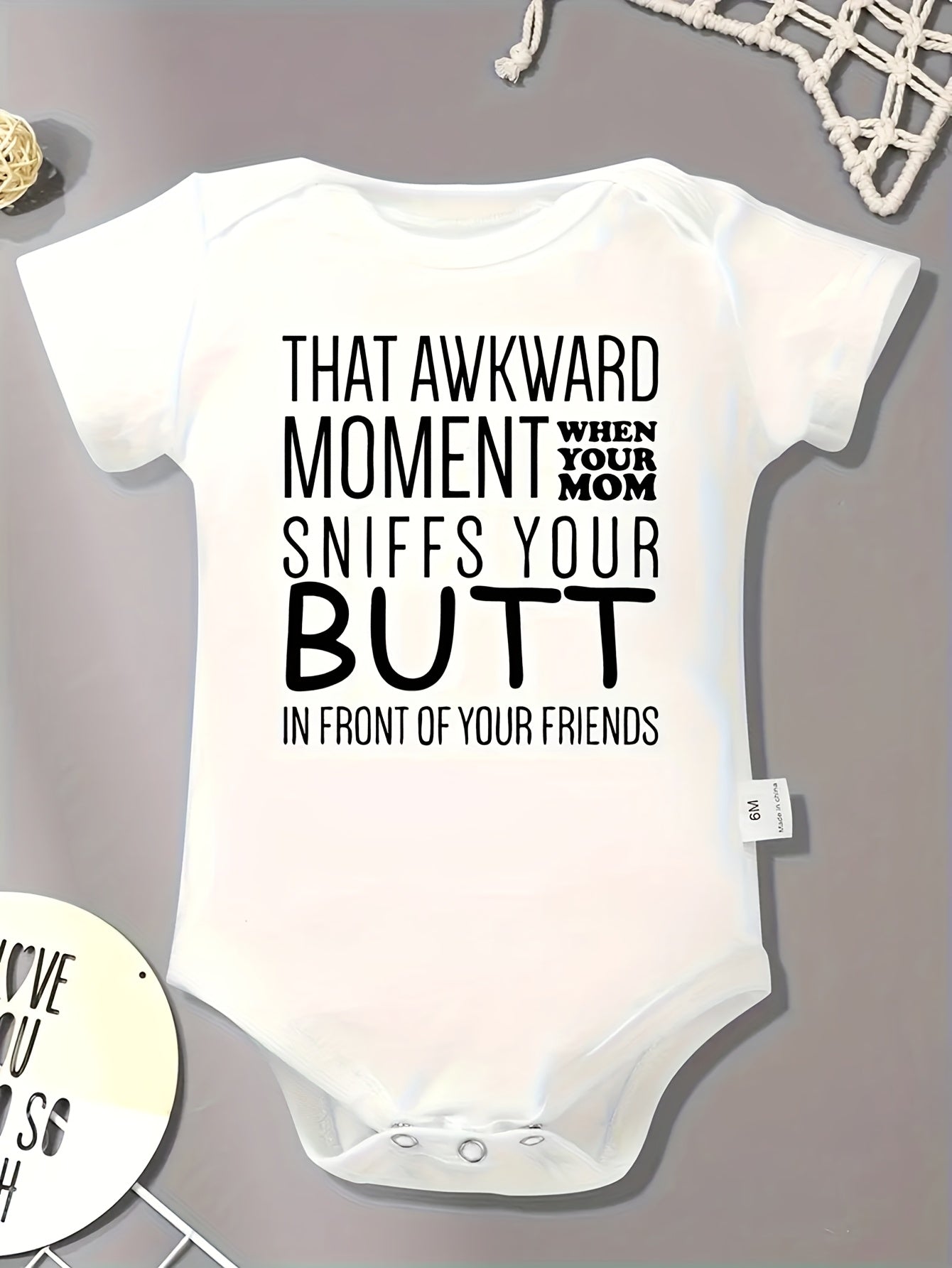 Funny Youngsters Romper with Awkward Moment Print Soft Cotton Outfit for Spring Summer