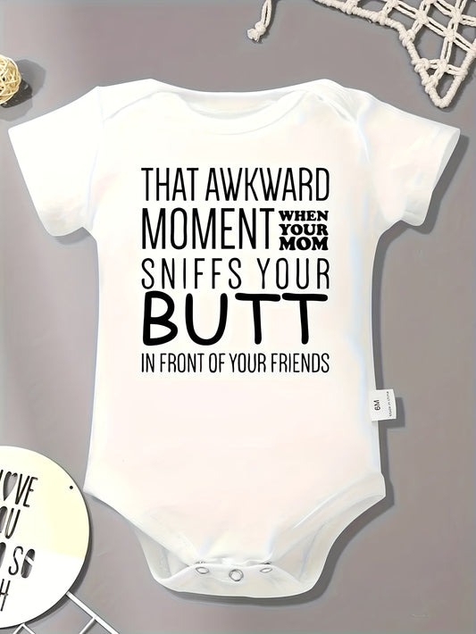 Funny Youngsters Romper with Awkward Moment Print Soft Cotton Outfit for Spring Summer
